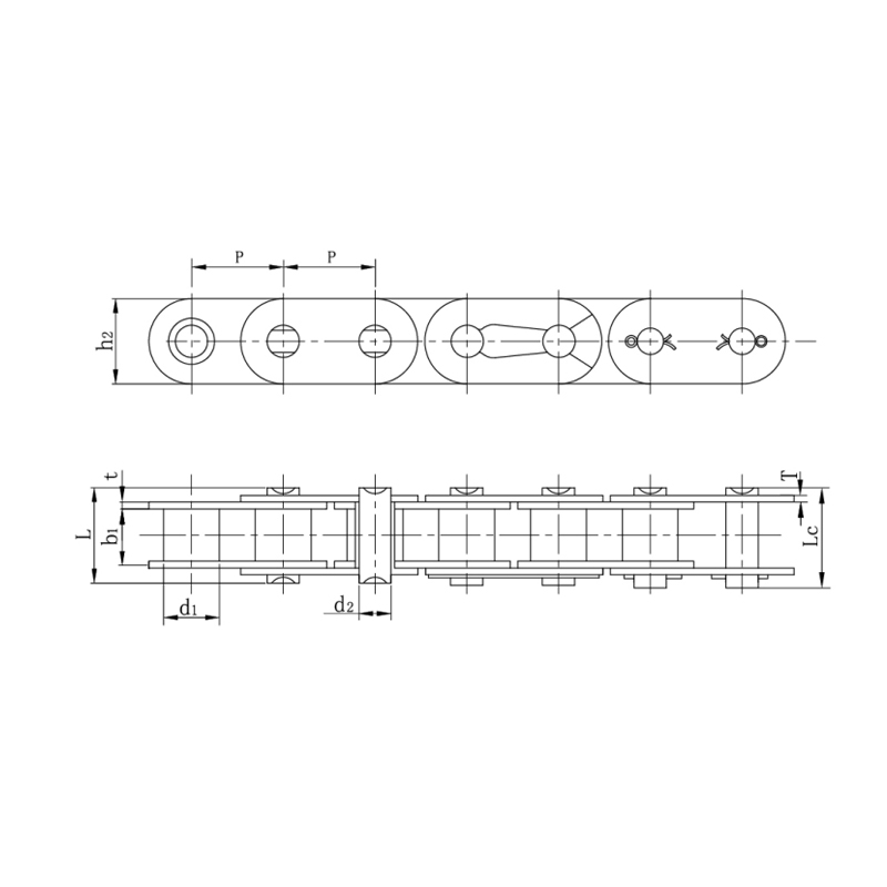 Correntes de rolos com placa lateral reta (série A)