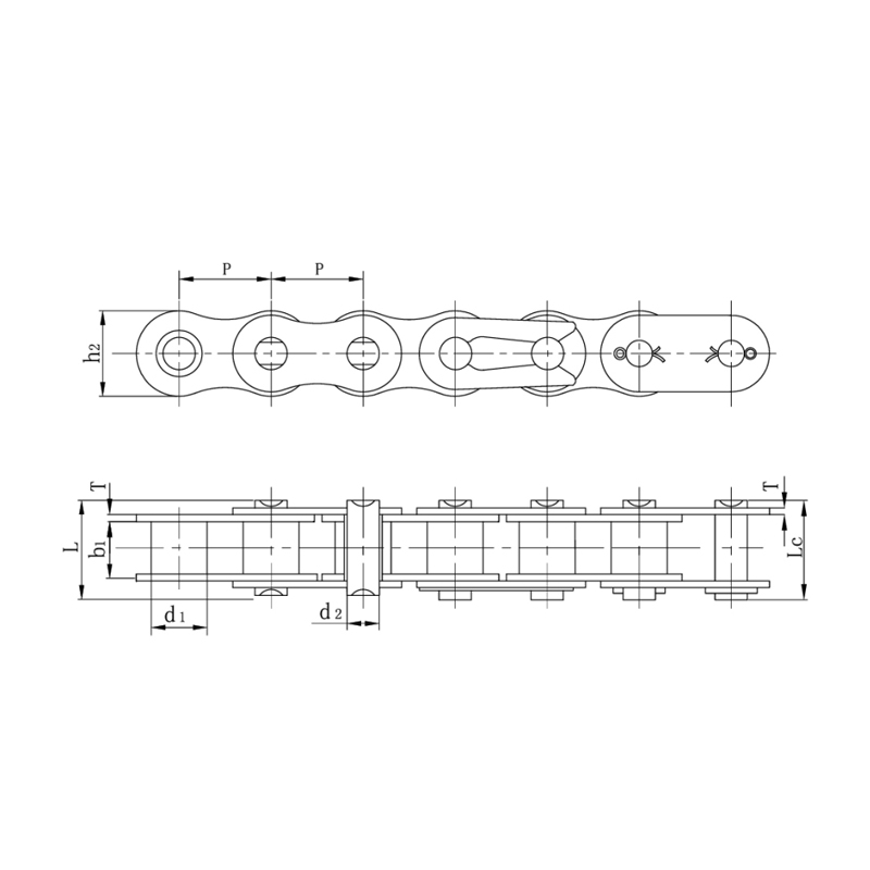 Correntes de rolos tipo série para serviço pesado