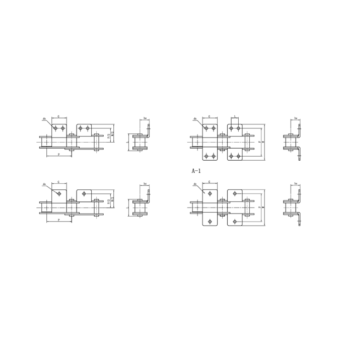 Acessórios para correntes transportadoras de passo duplo