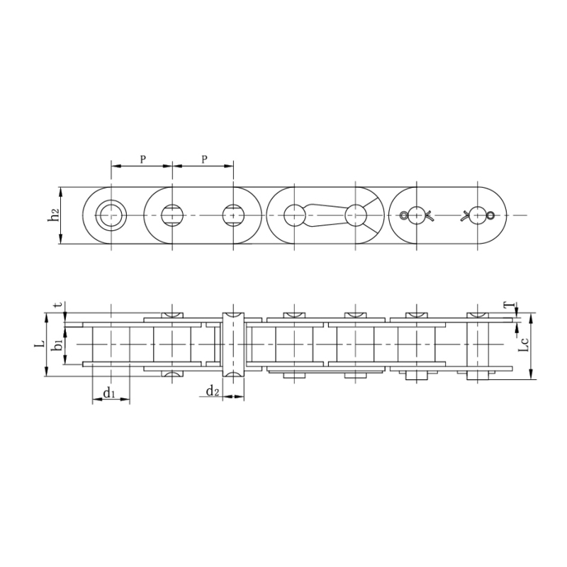 Correntes de rolos com placa lateral reta (série B)